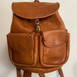 Vintage Leather Flap Bucket Backpack